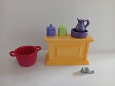 PLAYMOBIL Puppenhaus - GELBE KOMMODE K&uuml;chenschrank mit ZUBEH&Ouml;R u. MAUS NEU