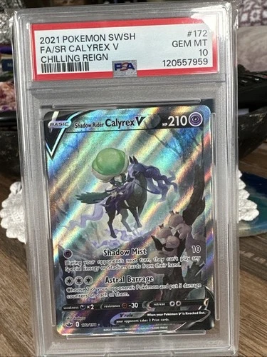 2021 POKEMON SWSH CHILLING REIGN #172 FULL ART/SHADOW RIDER CALYREX V PSA 10