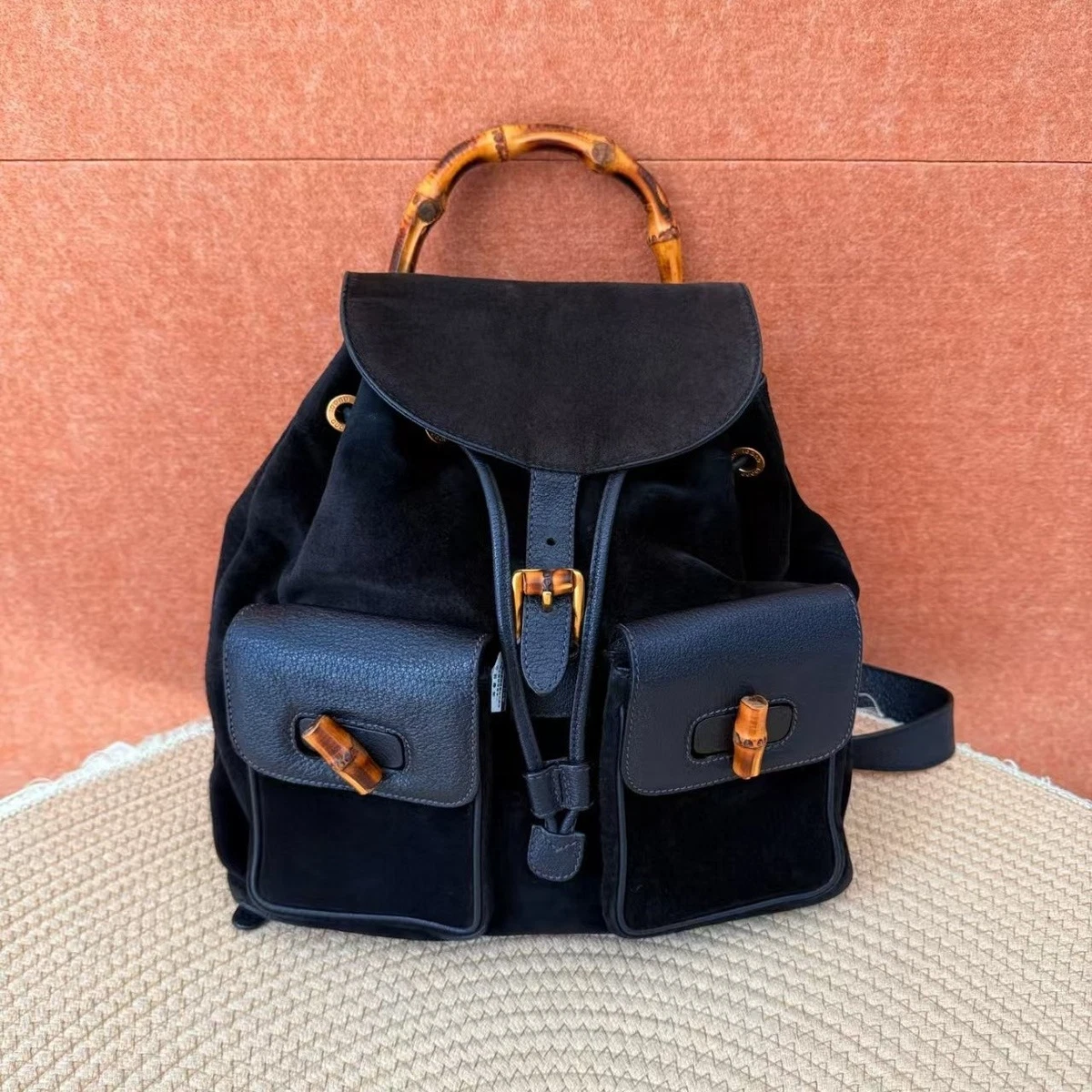 Gucci Bamboo Suede Exterior Backpack Bags & Handbags for Women for