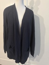 Fat Face Women s Textured Open Navy Blue Cardigan Sweater Size 10