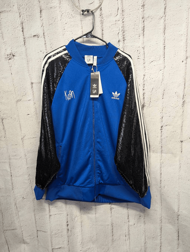KORN x ADIDAS Limited Edition Blue Full Zip Track Suit Jacket w Black Sequin Sle
