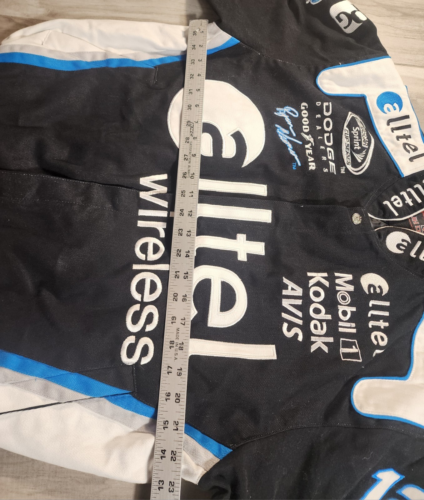 Vintage JH Design Nascar Racing Jacket Ryan Newman Alltel Dodge M Blue Black