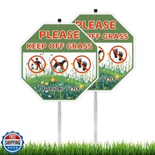 2 Pack 10" x 28" Please Keep Off Grass Yard Signs with Stake and Accessories,...