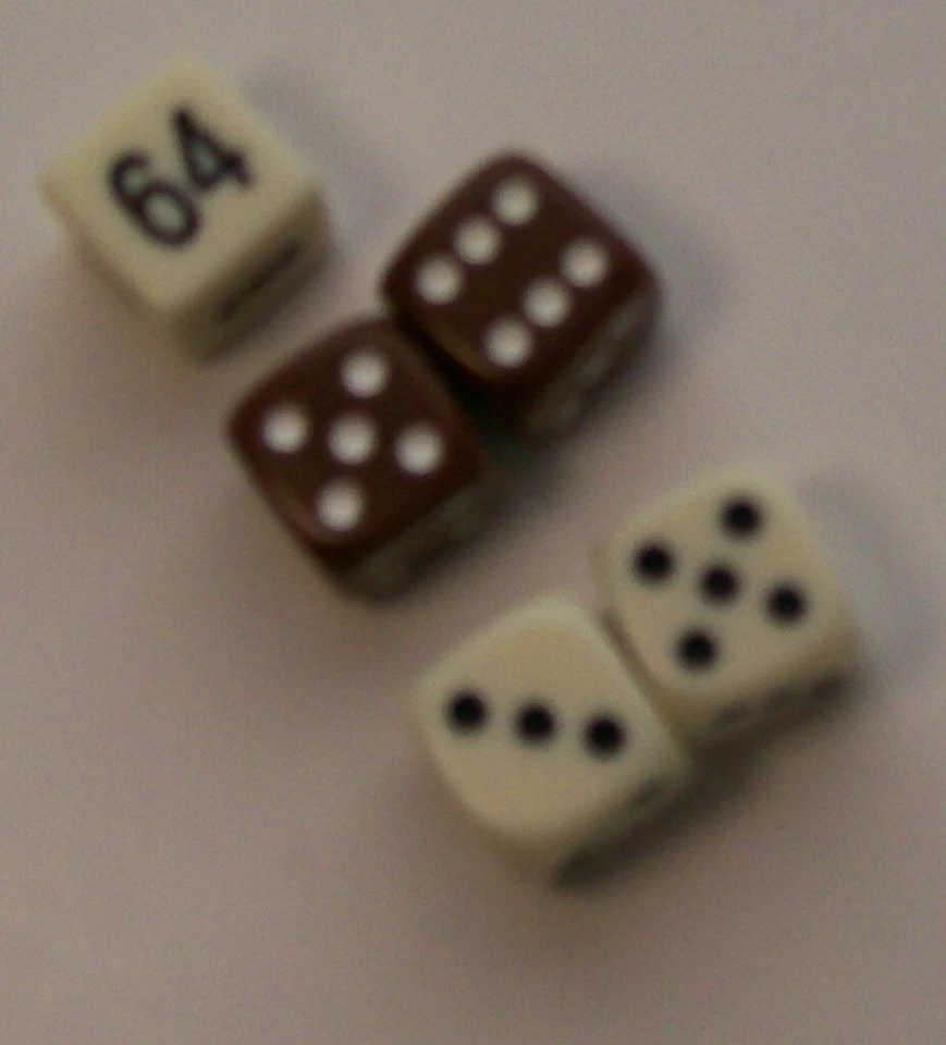 BACKGAMMON DICE SET IVORY AND MAROON  1/2" SQ. WITH DOUBLING CUBE - Image 2 of 2