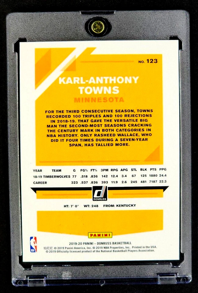 2019 2019-20 Donruss Blue Infinite #123 Karl-Anthony Towns /35 Timberwolves - Image 2 of 4