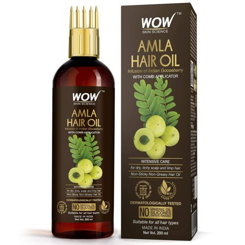 WOW Skin Science Amla aceite para el cabello aceite de grosella espinosa  india con aplicador de peine 200 ml | eBay