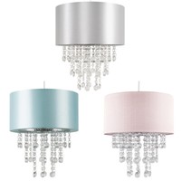 Ceiling Light Shade Modern Drum Lampshade Clear Acrylic Jewel Droplets Lighting