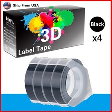 4-Black Rolls Label Tape 3D for Dymo Organizer Xpress 12965 Label Makers