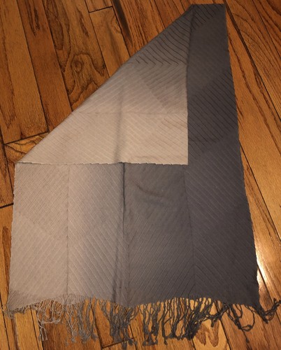 NEW VTG Anne Klein Fine Soft Wool Pashmina Shawl Scarf Degrade Gray Grey $134