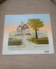 Serigraph Victorian House and Gazebo 11 x 13 by H. Hargrove