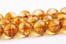 9-10MM Genuine Natural Brown Yellow Citrine Beads Grade AA Round Loose Beads