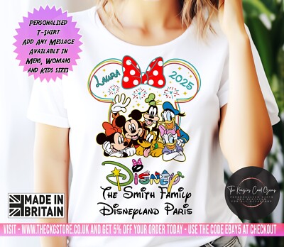 Personalisiertes Disneyland Paris World Disney Trip passende Familie T-Shirt 2025 DT9