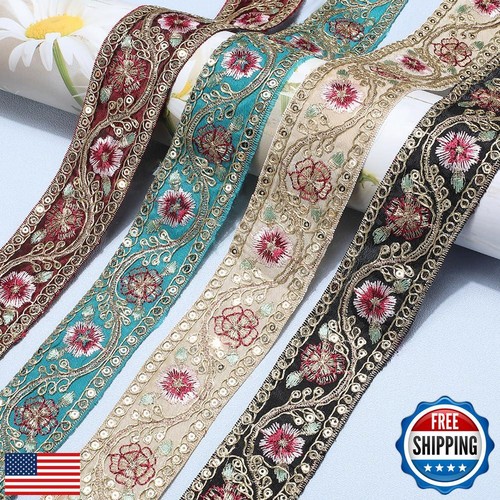 CABODYALS 10 iarde nastro jacquard ricamato stile etnico cinese metallizzato - Foto 5 di 5