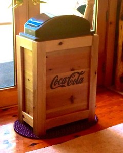 Coca Cola Rustic Wood Kitchen Trash Can Bin 30 Gal Cabin Western