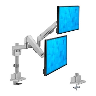 Mount-It! 2 Monitors Computer Arms on Desk Stand VESA 75 100 Fits Screens to 32''