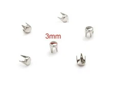 Pkg of 50 Metal TINY ROUND FLAT 4-spike Studs 3/32" (3mm) Leather Crafts (5403F)
