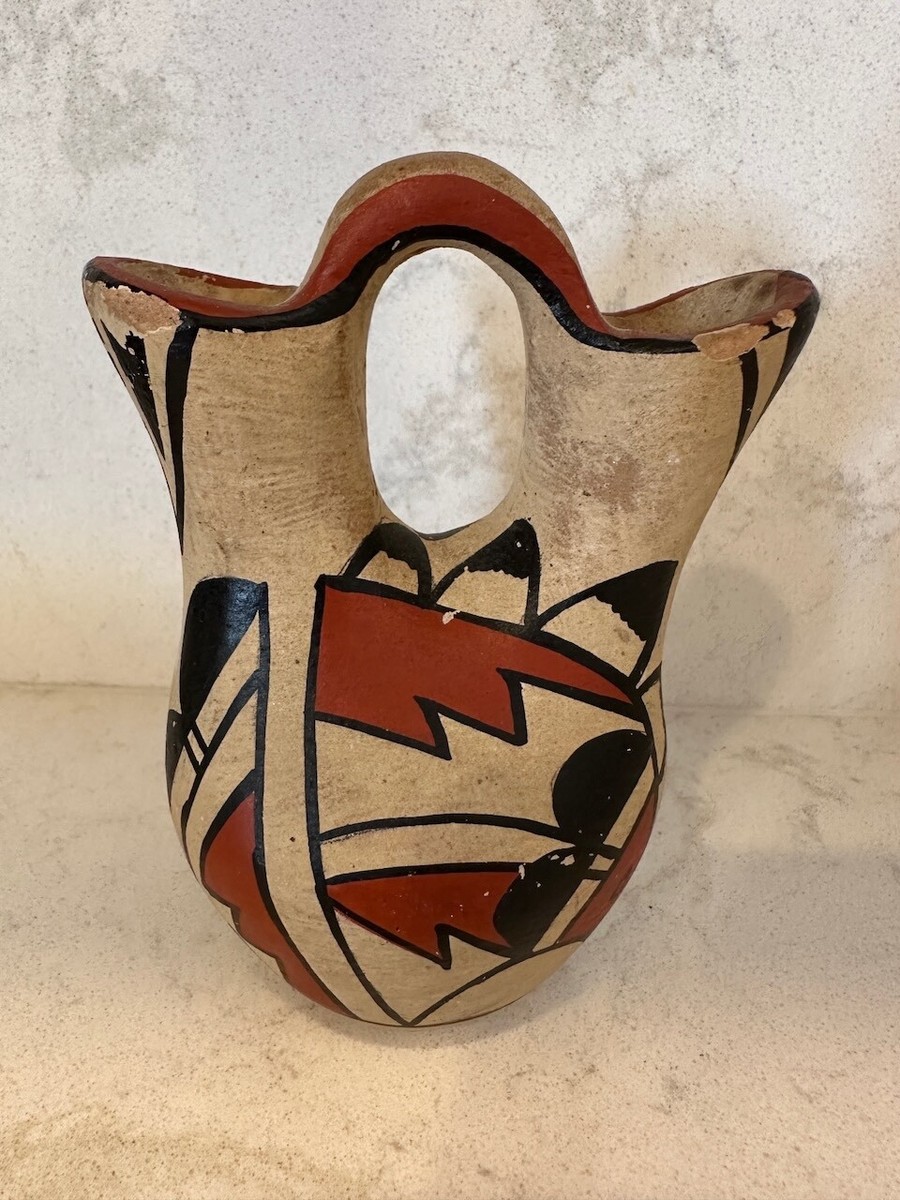NATIVE AMERICAN POTTERY JEMEZ WEDDING VASE SIGNED F WAQUI | eBay