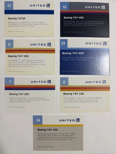 Tarjetas comerciales de piloto de United Airlines de 1990 - Juego de 7 cartas Foto 2 de 2
