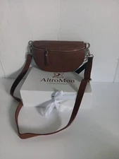 Altro Mon From Italy Small Brown Cross Body Purse Pebble Leather NWT And Box