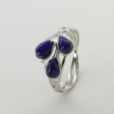 Size 7 1/2 - Size 7.5 BLUE LAPIS LAZULI Ring 925 STERLING SILVER - Rhodium 106