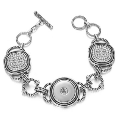 Snap Jewelry Rhinestone Link Bracelet Toggle fits 18-20mm  Ginger Style Charms