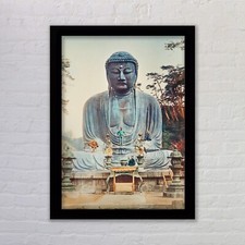 Framed Vintage Photograph Print Bronze Buddha at Kamakura. Great Buddha Statue