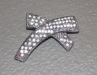 Vintage EISENBERG ICE Modern X Cross Bow Clear RHinestone Silvertone Brooch