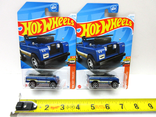 HOT WHEELS 92 LAND ROVER SERIES II - BLUE - HW HOT TRUCKS - 2 PC LOT - MALAYSIA