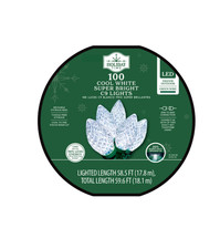 Holiday Time 100 Count Cool White LED Super Bright C9 Christmas Lights