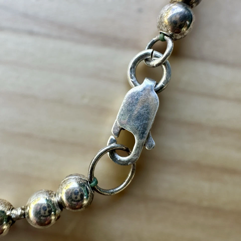 VTG Bead Charm Bracelet 7.5" Christian Cross Faux Pearl Crystals Sterling 10.3g - Image 3 of 4