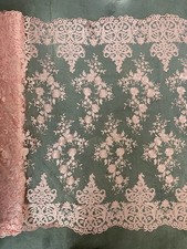 Teagan BLUSH PINK Damask Design Embroidered on Mesh Lace Fabric by the Yard