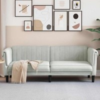 Sofa 3-Sitzer Hellgrau Samt