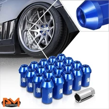 20Pcs J2 Aluminum M12x1.25 Closed End 42mm Heigth Acorn Lug Nuts+Extension Blue
