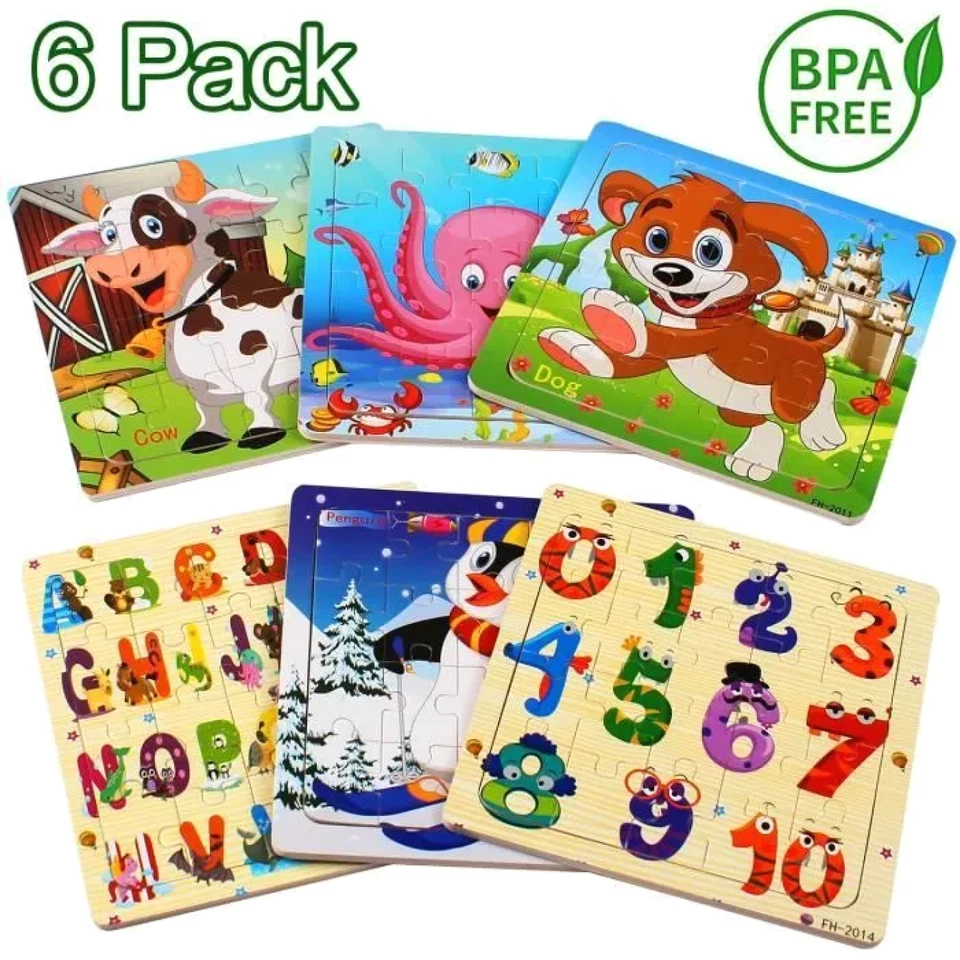 Stillcool 6 Rompecabezas Madera Animales 20 Piezas Educativas Niños 2 3 4 5... - Imagen 1 de 4