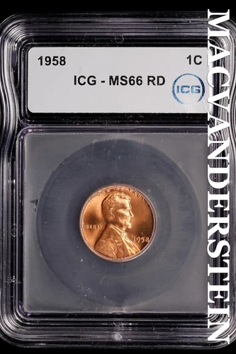 1958 Lincoln Wheat Cent-ICG MS 66 RD Choice Gem BU No Reserve #SLM86