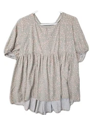 Sugarfox Top Floral Boho Criss-Crossed Laced  Women's Size 1X Tie Back 