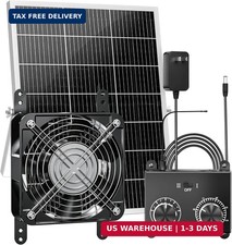 25W Solar Fan for Chicken Coop with Thermostat, Adapter, Metal Solar Powered Exh