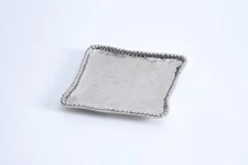 Pampa Bay Verona Porcelain Square Appetizer/Dessert Plate, Silver