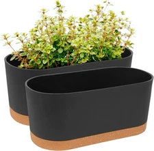 16" Self-Watering Window Planter Box, 2-Pack Dark Grey Indoor & Outdoor Pots