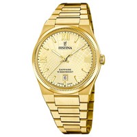 Festina Swiss Made F20057/2 Herren Armbanduhr Analog Quarz Gold Edelstahl