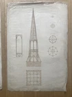 Antique Architect Plan - Bell Tower Elevation - Early 20th Century