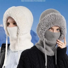 3 in 1 Womens Knit Beanie Cap Fleece Lined Winter Scarf Mask Snow Caps Gifts CE