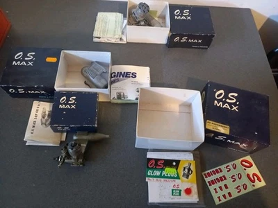 O.S MAX LOT 2 MOTEURS AVIONS MODELISME EN BOITE AVEC NOTICES + PIÈCES ET BOITES - Photo 1/4