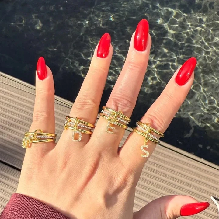 Two Tone Connected Ring 925 Sterling Silver Linked Interconnected Band Ring - Image 2 of 4