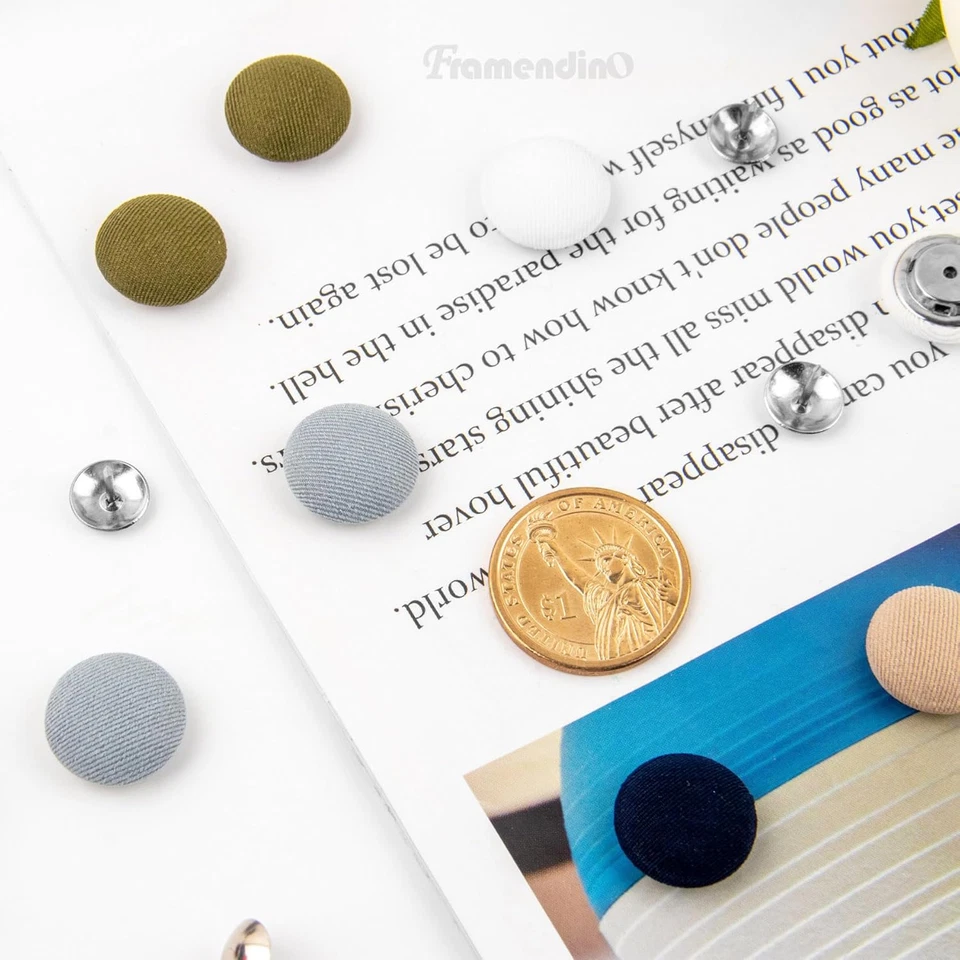 32 Pack Fabric Covered Hat Buttons 17mm Metal Shank Cloth Buttons 8 Colors - Image 3 of 4