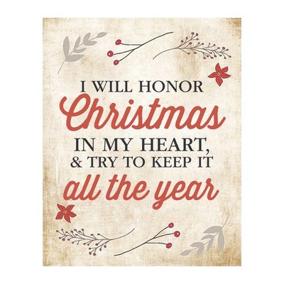 AMERICAN LUXURY GIFTS I Will 10''L x 8''W, I Honor Christmas In My Heart