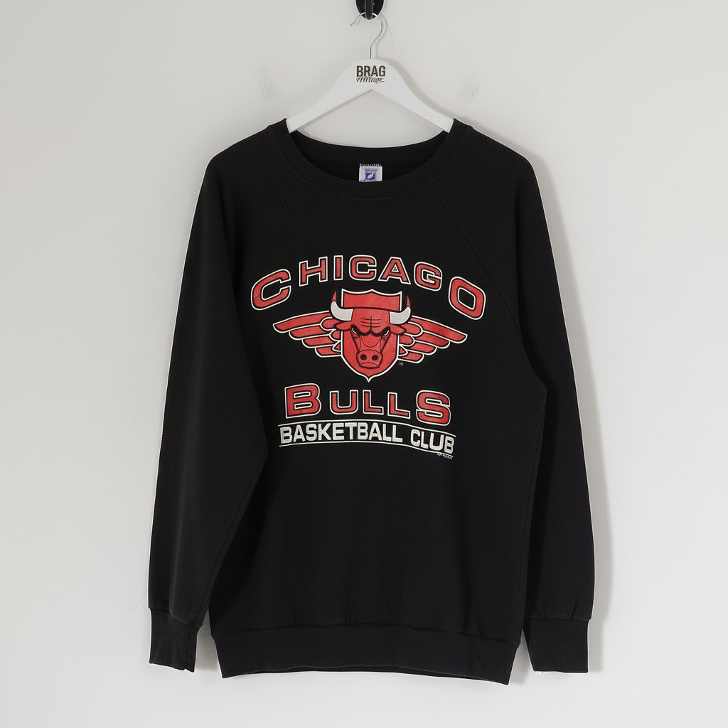Sudadera Negra XL Chicago Bulls Logo Vintage De Los 90