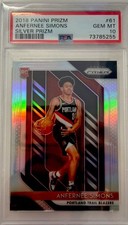 2018-19 Panini Prizm - Anfernee Simons #61 Silver Prizm (RC) Rookie Card PSA 10. rookie card picture