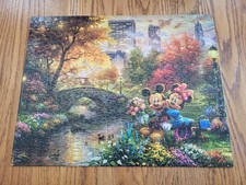 Thomas Kinkade Disney Mickey and Minnie Sweetheart Central Park Puzzle Assembled