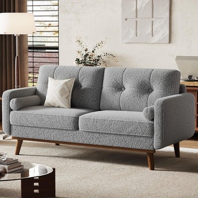 65'' Modern Loveseat Sofa Couch, 2 Seater Comfy Sofa w/ Deep Seat&2 Small Pillows